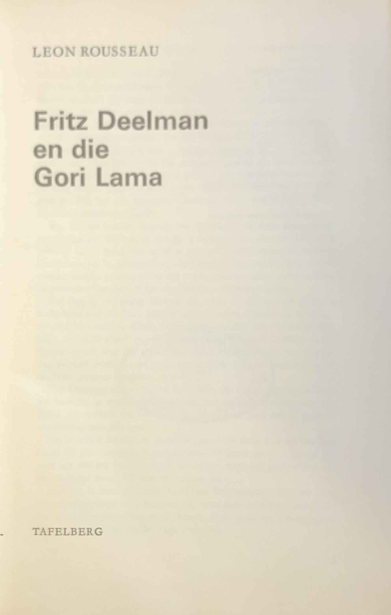 Fritz Deelman en die Gori Lama / Leon Rousseau Kakkerlak Boekhandelaars
